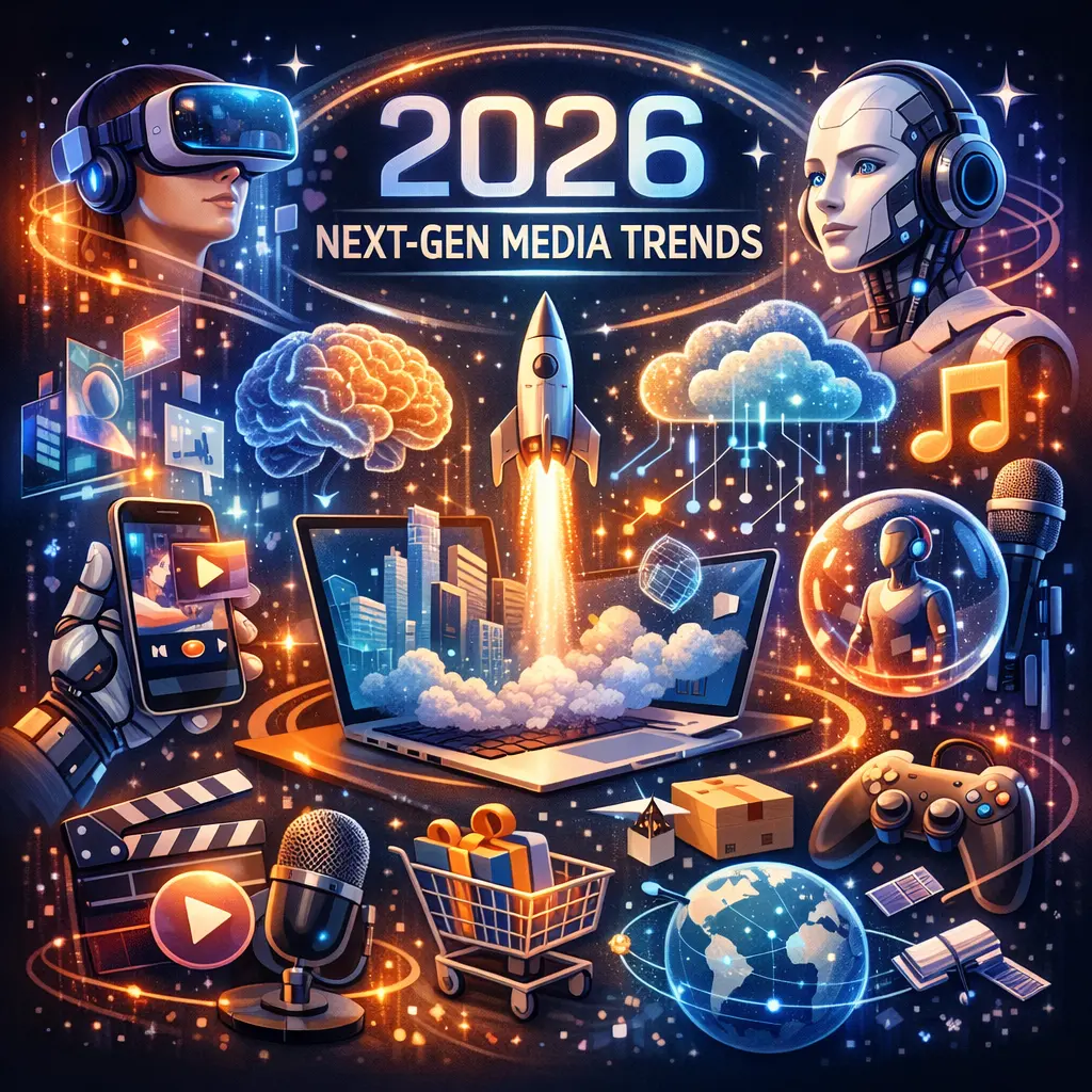 인공지능이 도출한 2026년 차세대 미디어 트렌드 시각화 그래픽
