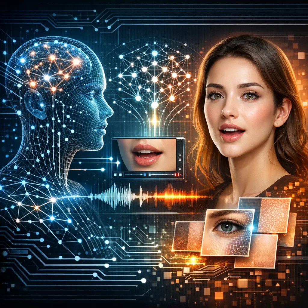 인공지능 신경망 기반의 디지털 휴먼 립싱크 구현 및 고해상도 텍스처 합성 공정 시각화 이미지