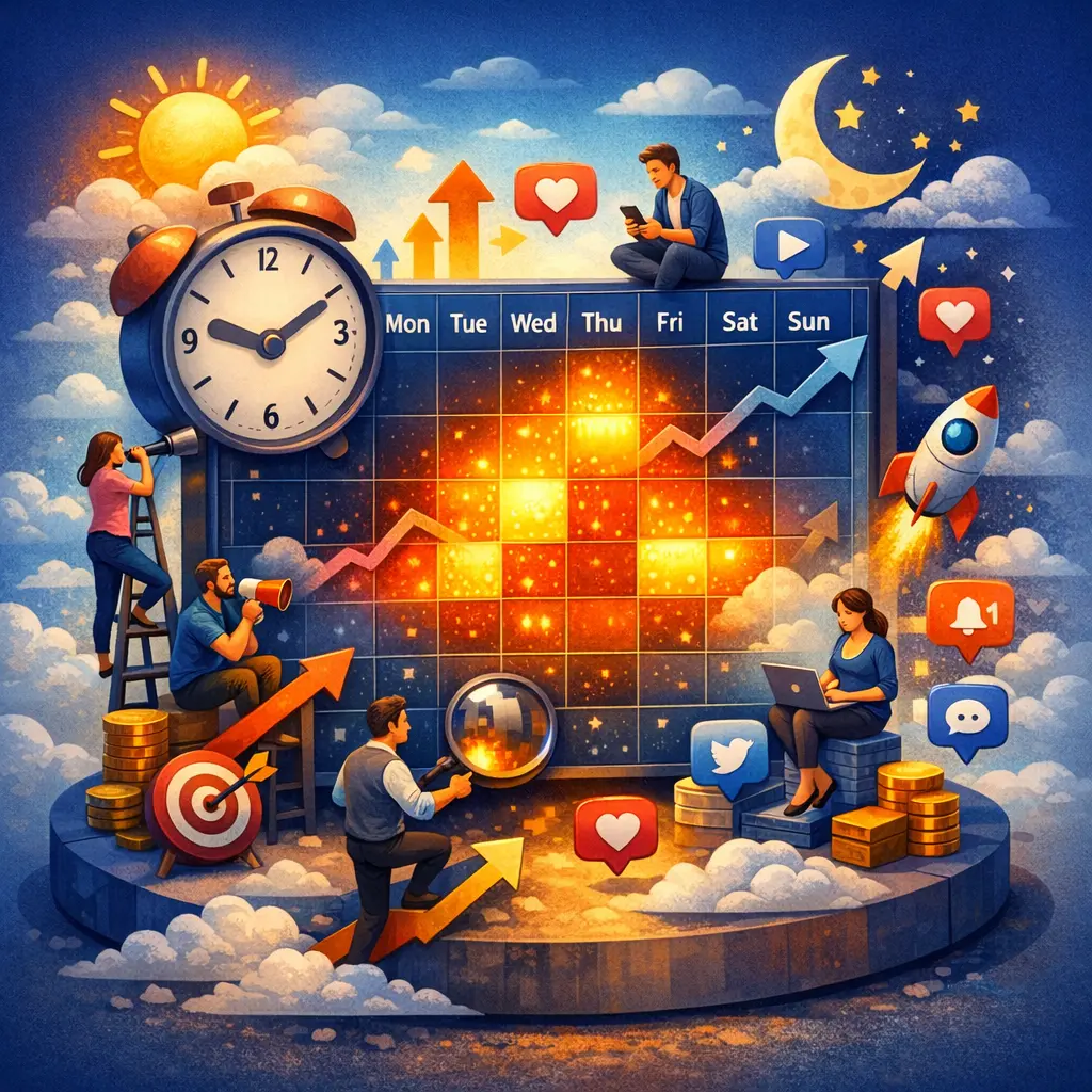 플랫폼별 사용자 반응이 극대화되는 요일 및 시간대 분석 인포그래픽