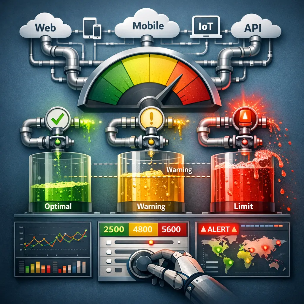 플랫폼별 API 트래픽 임계치 최적화 및 실시간 할당량 모니터링 시각화 자료