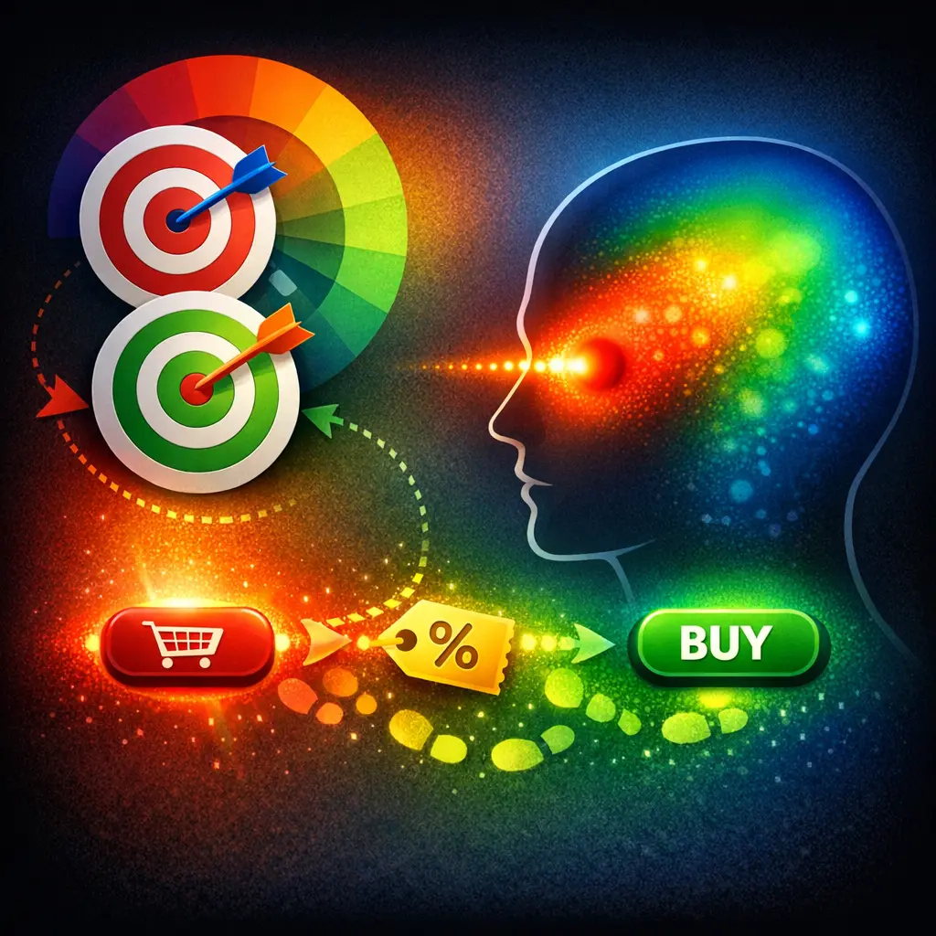 행동 심리를 자극하는 전략적 보색 대비와 시선 유도 히트맵 인포그래픽