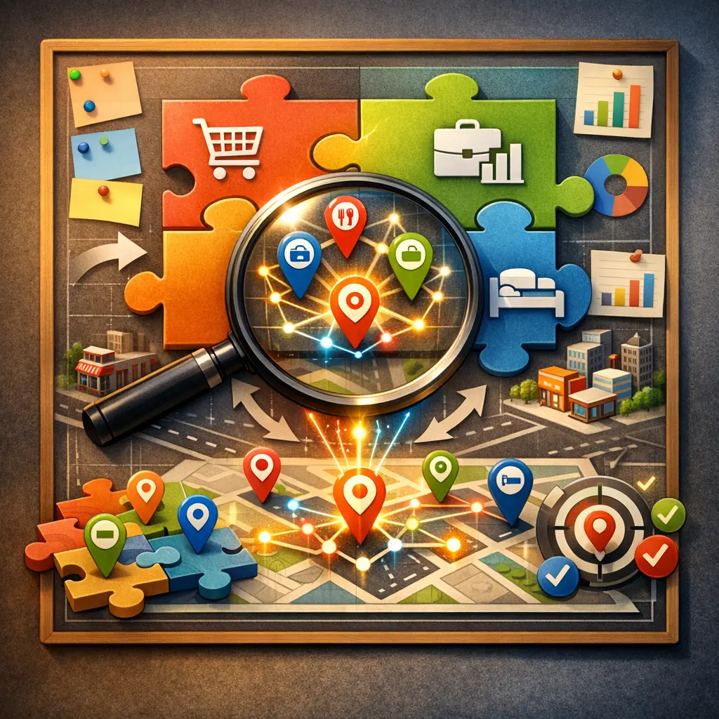 업종별 맞춤형 위치 태그 키워드 분류와 최적의 조합을 시각화한 인포그래픽 데이터 보드