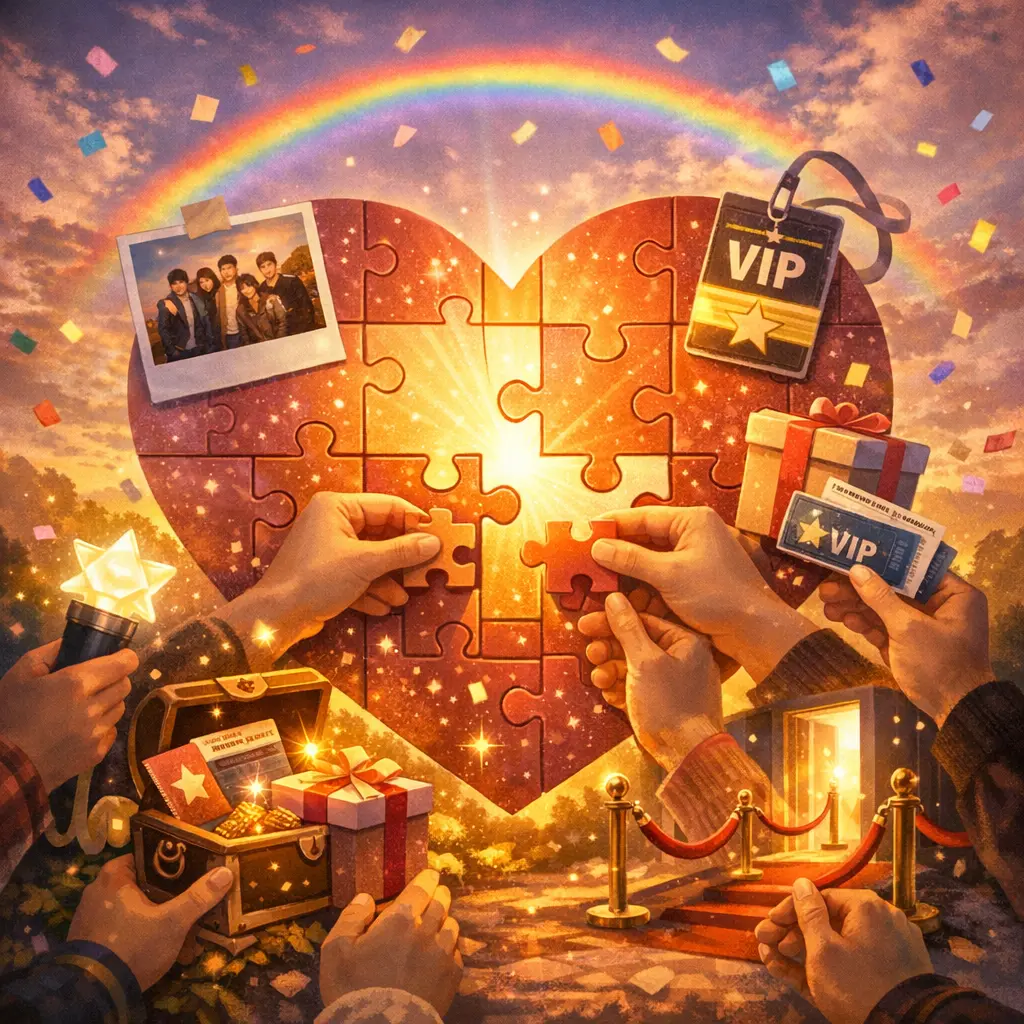 팬덤 결속력을 높이는 비하인드 사진과 전용 혜택 안내 시각 자료