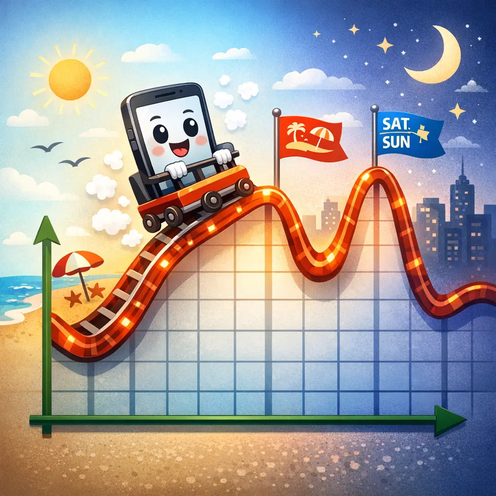 연휴 및 주말 기간 스마트폰 검색량 변화 추이 그래프