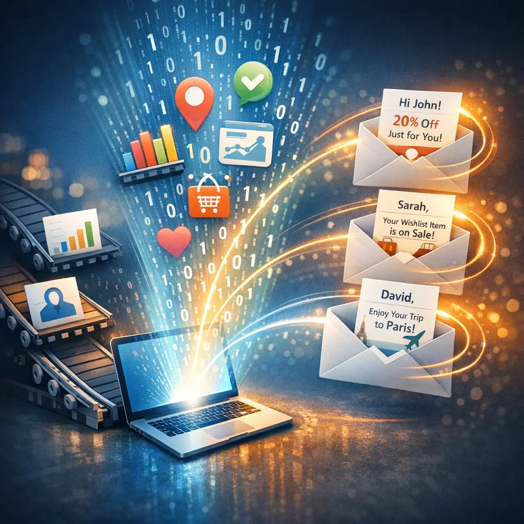 고객별 맞춤 데이터가 자동으로 적용된 개인화 메시지 발송 예시