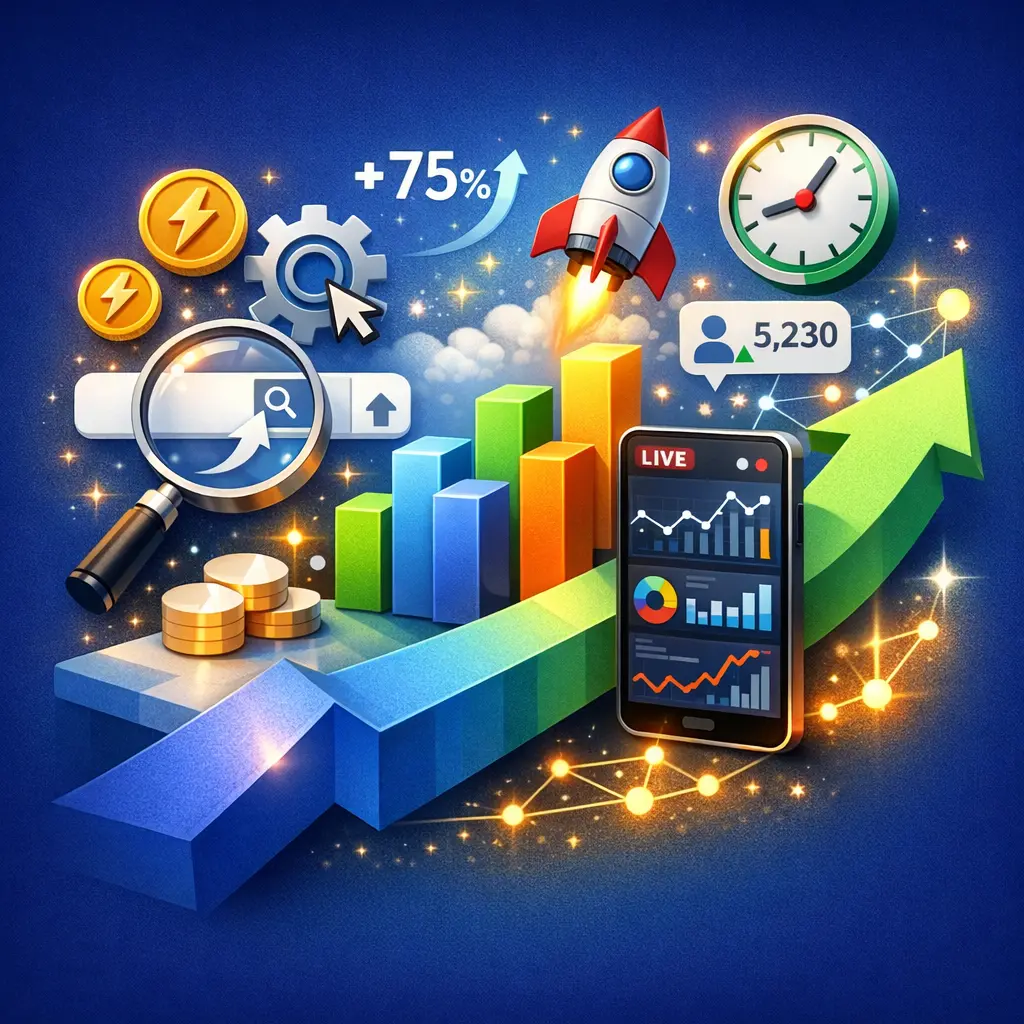 채널 핸들 최적화에 따른 검색 노출 지표 상승률 및 실시간 유입 데이터 분석 차트