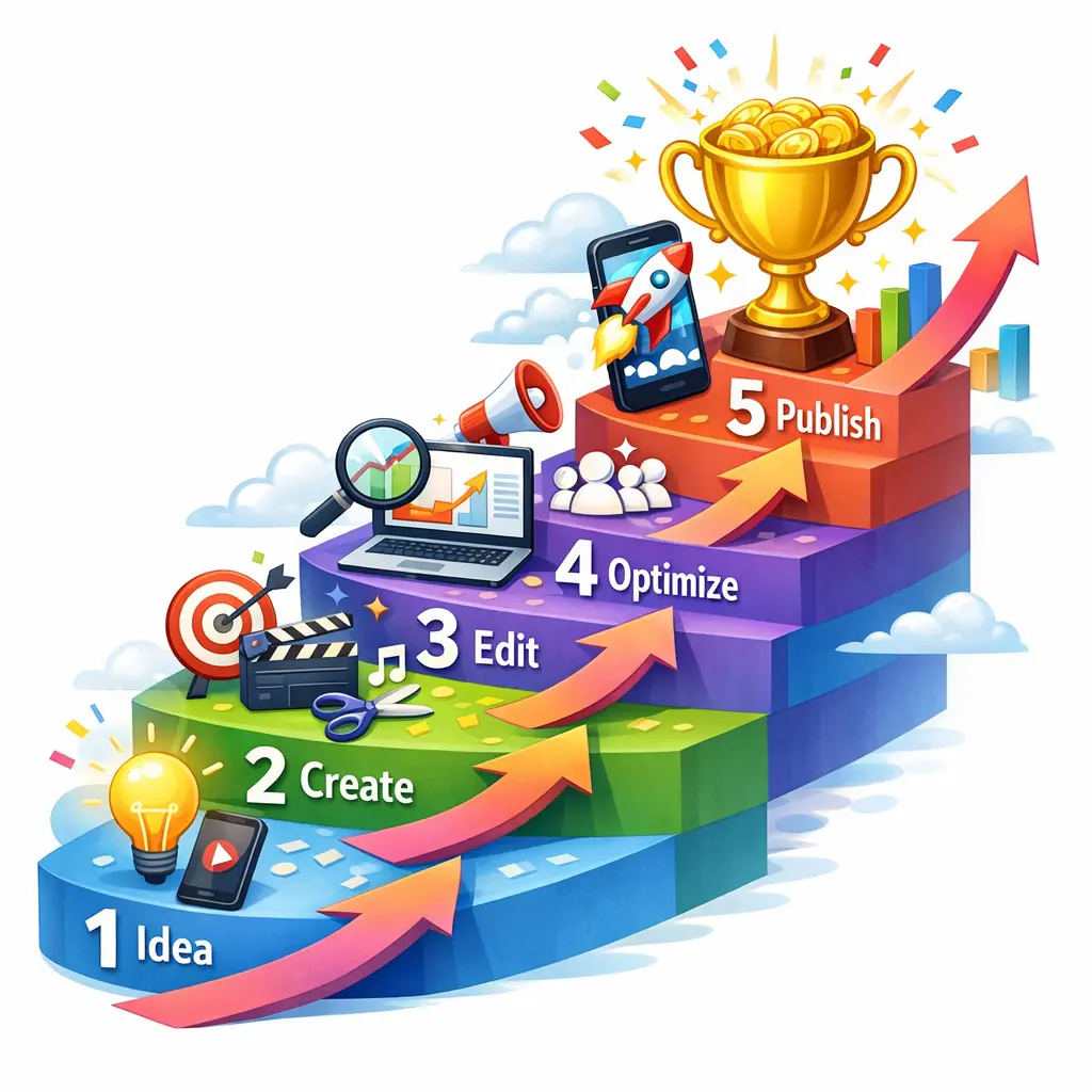 조회수를 높이는 단계별 숏폼 콘텐츠 기획 전략 일러스트