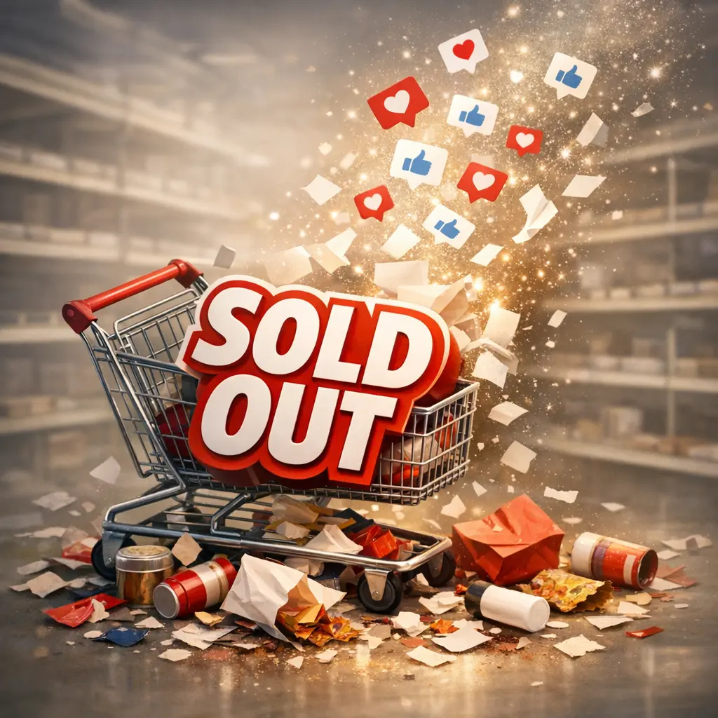 SNS 입소문만으로 품절을 기록한 신제품의 매진 안내 이미지