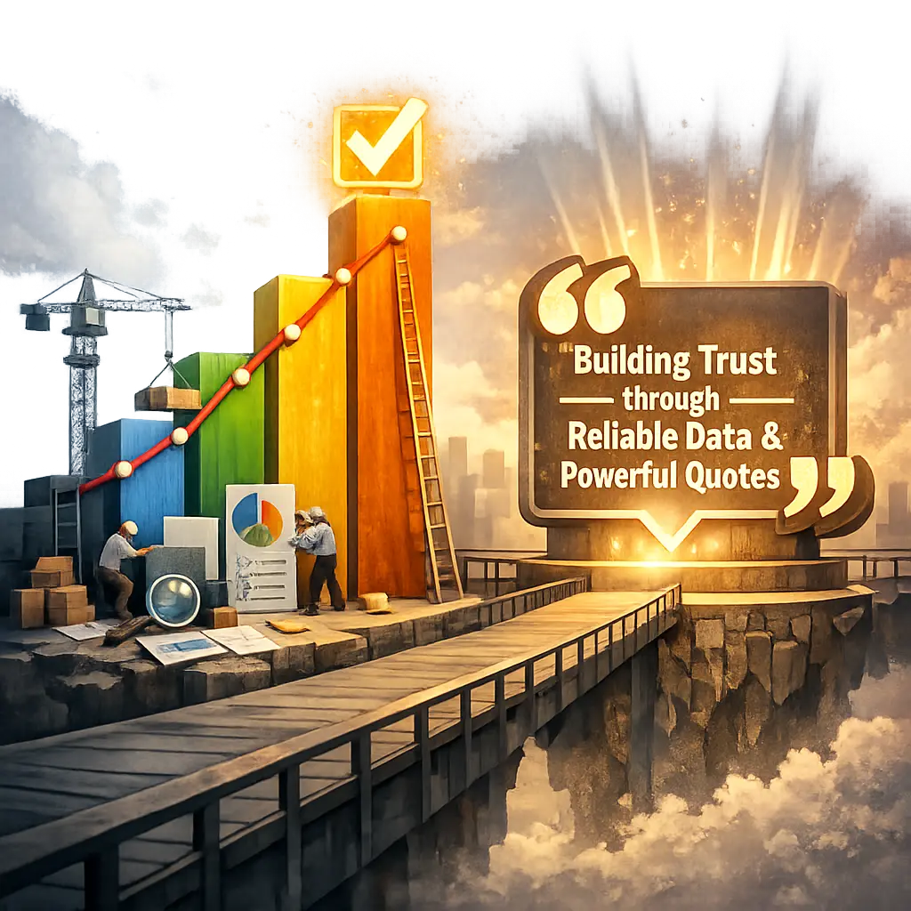 신뢰도를 높이는 데이터 차트와 주요 인용구 강조 그래픽